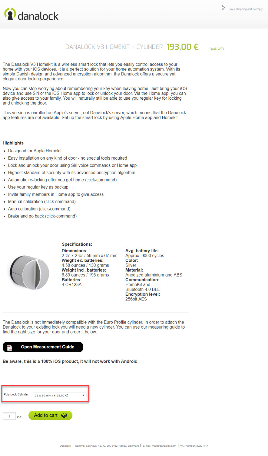 Замок danalock v3 homekit цилиндр замка m c