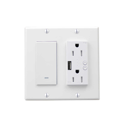 WiFi Light Switch with USB Port Outlet