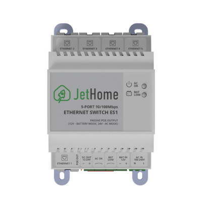 Ethernet коммутатор на DIN-рейку с passive POE out. 10/100 Мбит/с, 5 портов - JetHome ES1