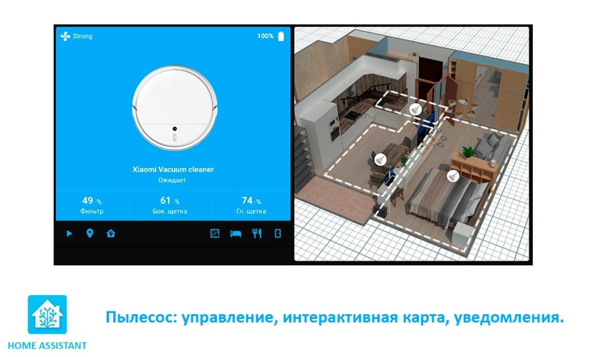 Приручи Home Assistant. Пылесос: управление, интерактивная карта,  уведомления. - Sprut.AI